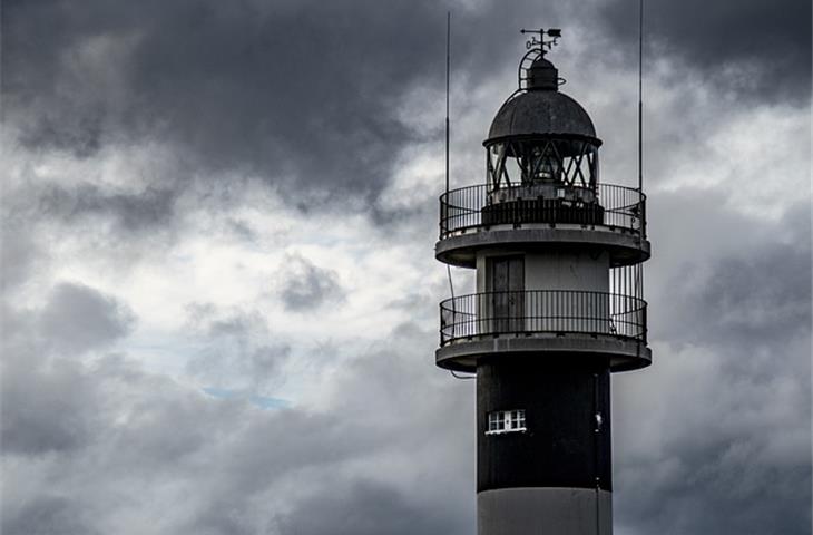 solar lighthouse with revolving light